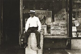 HELEN LEVITT (1913-2009) N.Y. (Man in front of a vitrine) * N.Y. (Family porch) * N.Y. (Children playing).